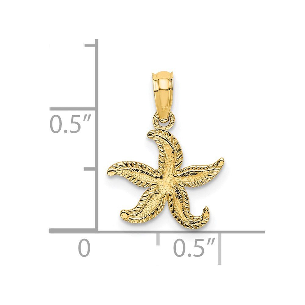 14k Yellow Gold 12.8 mm Flat Starfish Charm (0.5 grams)