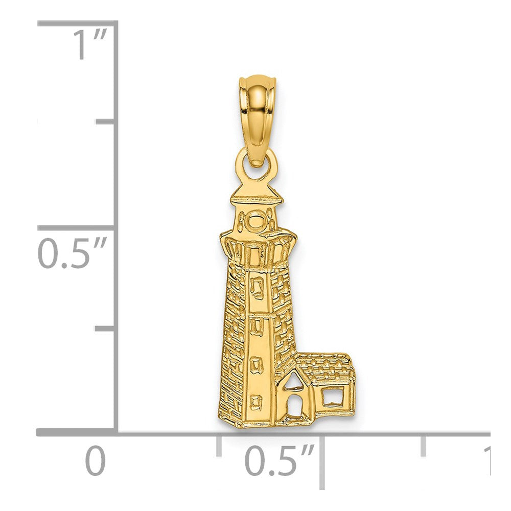 14k Yellow Gold 8.6 mm Lighthouse Charm (0.74 grams)
