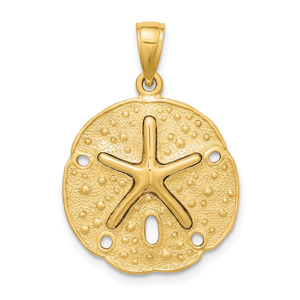 14k Yellow Gold 20.05 mm Starfish on Sand Dollar Charm (3.81 grams)