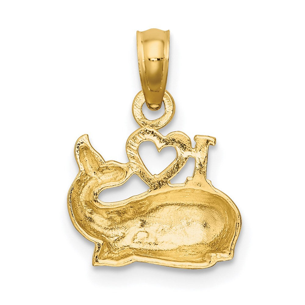 14k Yellow Gold 12 mm 2-D Polished I HEART Whale Charm (0.94 grams)