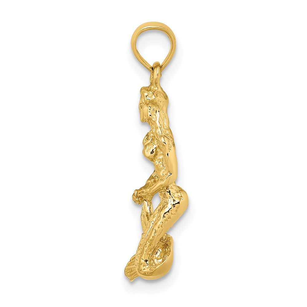 14k Yellow Gold 8.76 mm 3-D Mermaid Charm (2.28 grams)