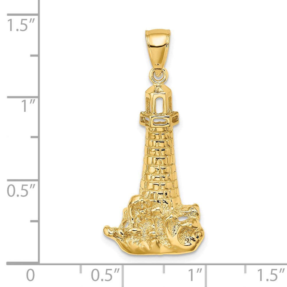 14k Yellow Gold 16.5 mm Lighthouse W/ Wave Charm (4.09 grams)