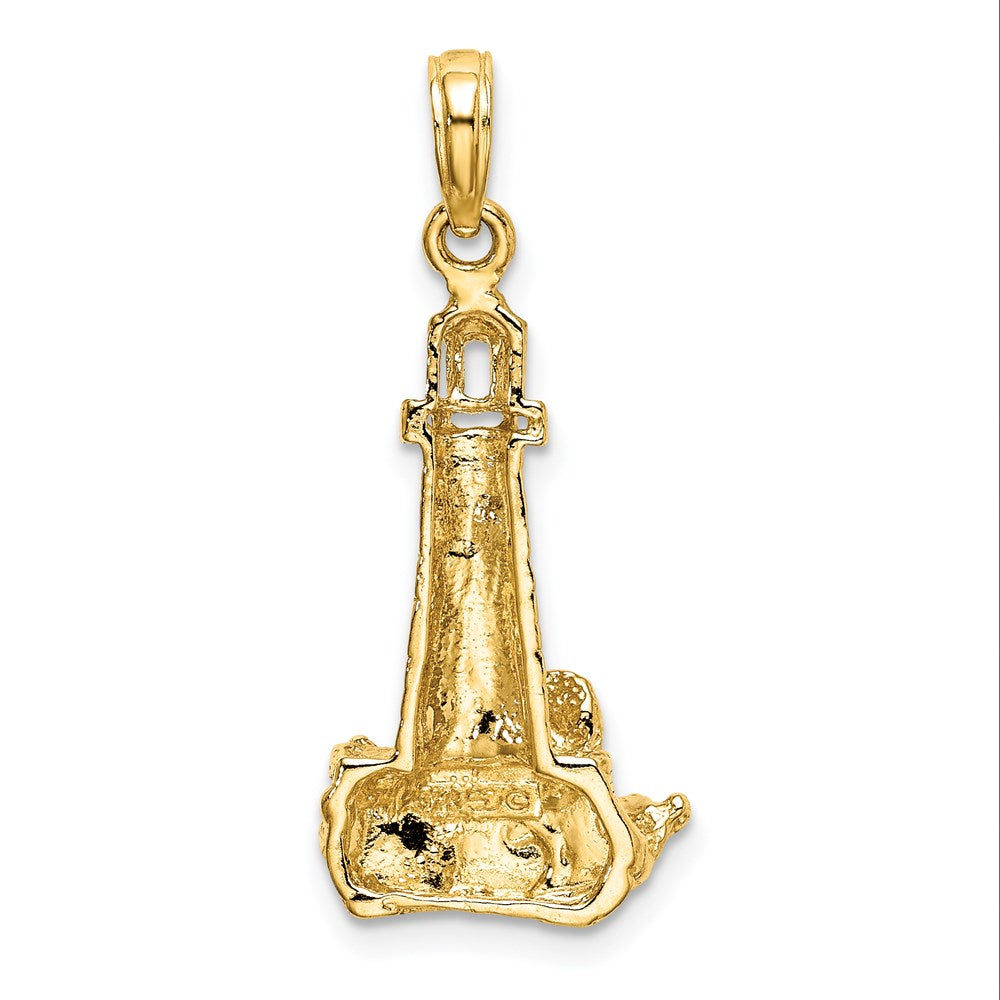 14k Yellow Gold 12.53 mm Lighthouse W/ Wave Charm (2.16 grams)