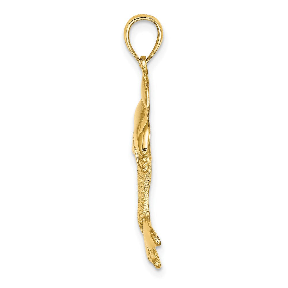 14k Yellow Gold 16.5 mm 2-D Polished Dolphin Jumping Charm (2.11 grams)