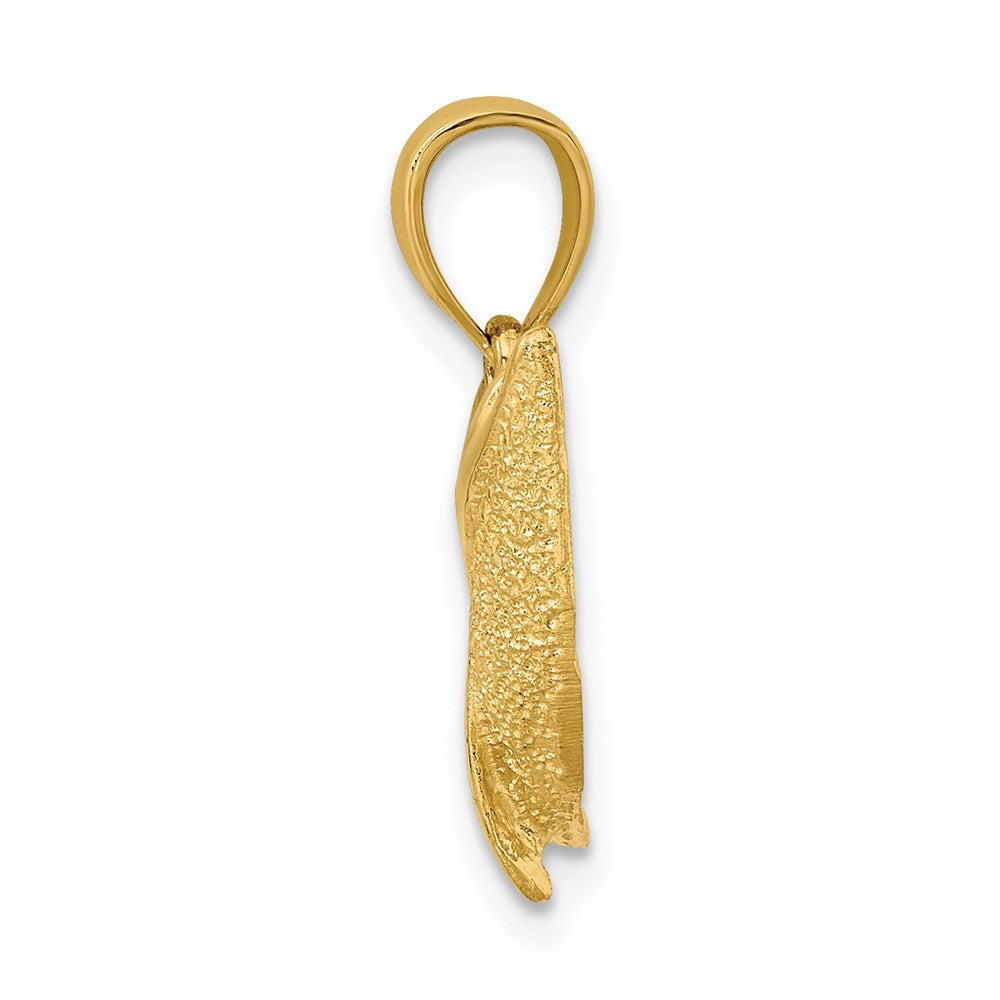 14k Yellow Gold 24 mm 2-D Textured Dolphin Jumping Charm (1.85 grams)