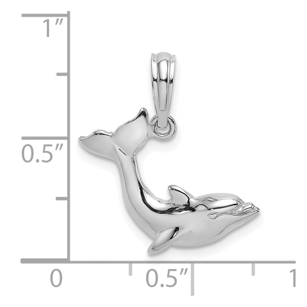 14k White Gold 17 mm Jumping Dolphin Charm (0.89 grams)