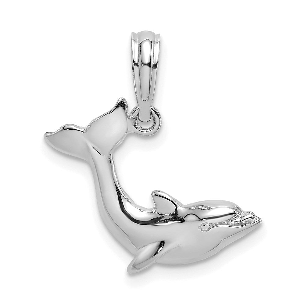 14k White Gold 17 mm Jumping Dolphin Charm (0.89 grams)