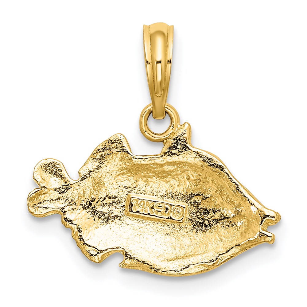 14k Yellow Gold 18.5 mm 2-D Polished Engraved Fish Charm (1.42 grams)