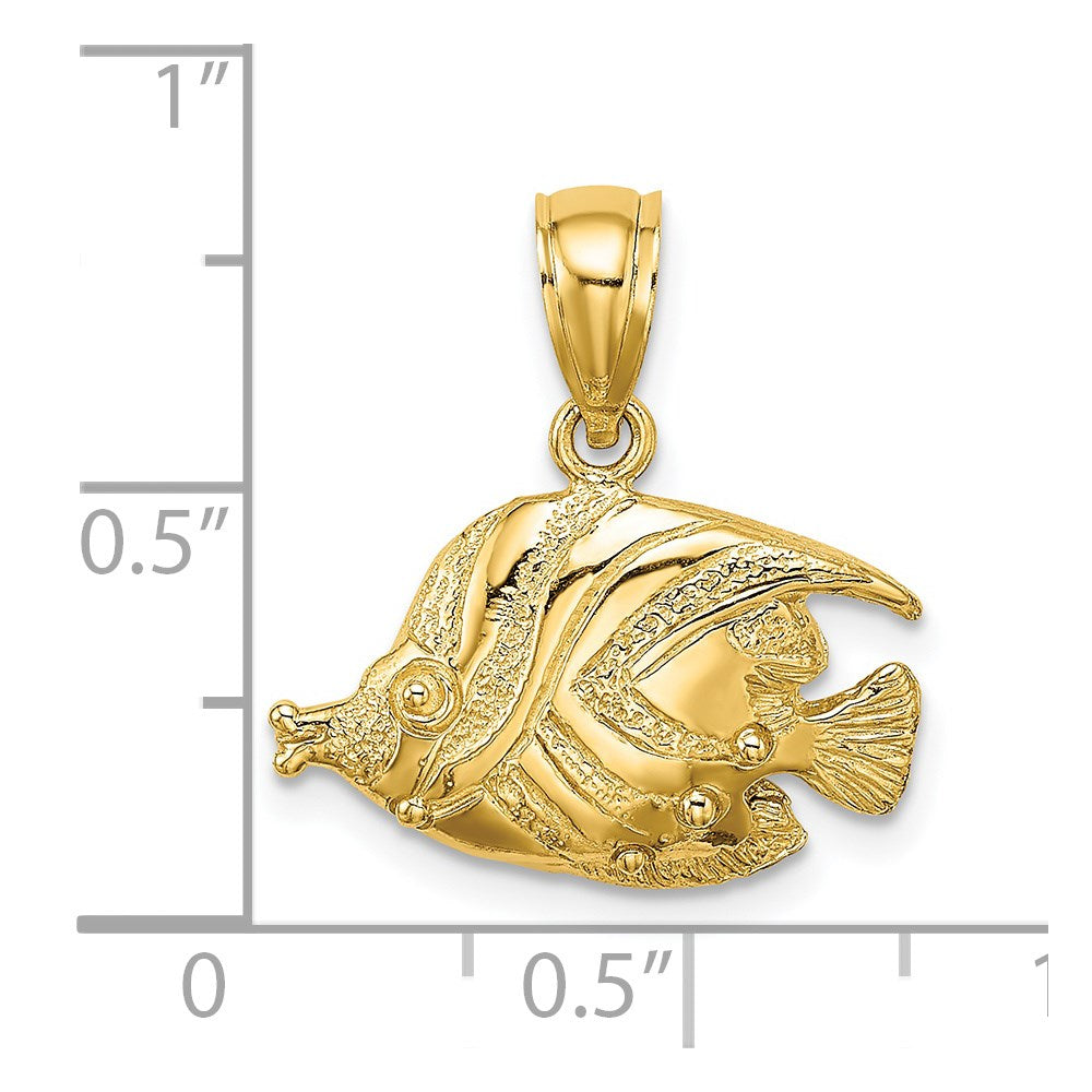14k Yellow Gold 18.5 mm 2-D Polished Engraved Fish Charm (1.97 grams)