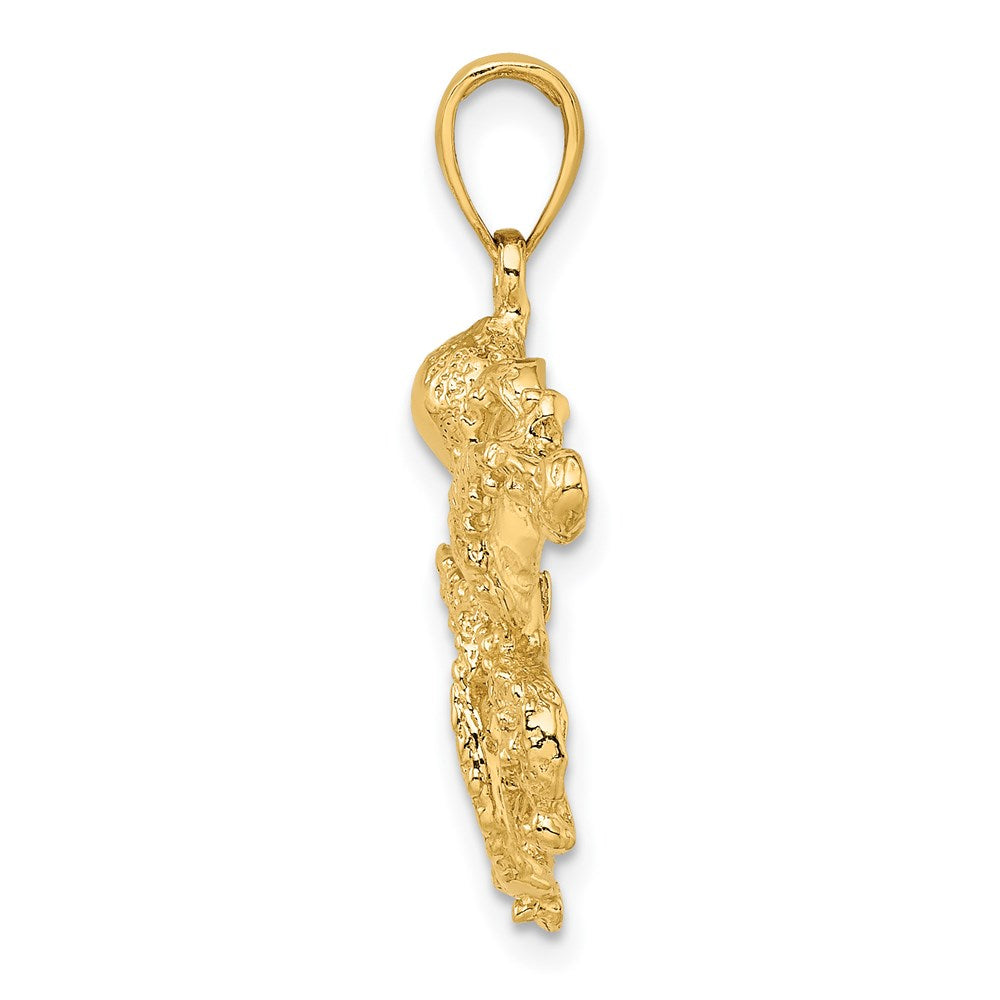 14k Yellow Gold 28 mm Textured Octopus Charm (3.55 grams)