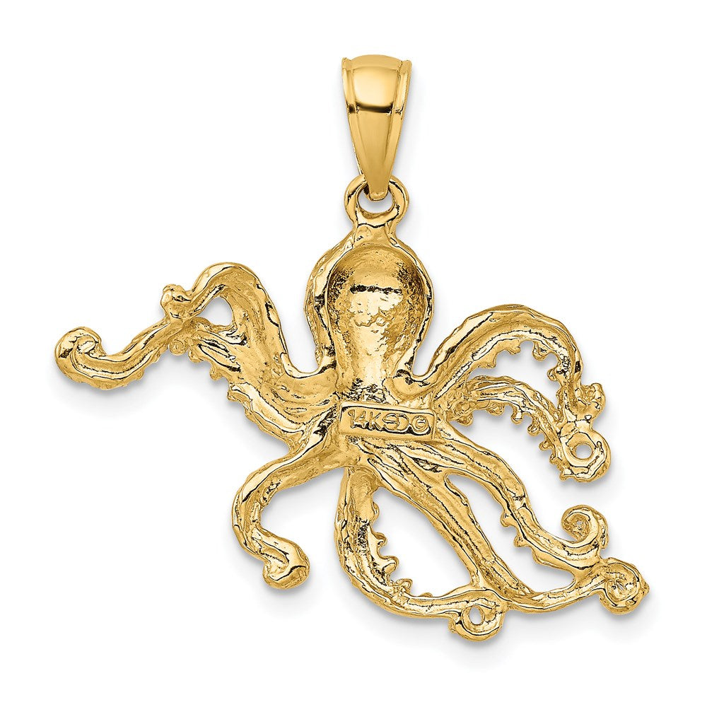 14k Yellow Gold 28 mm Textured Octopus Charm (3.55 grams)