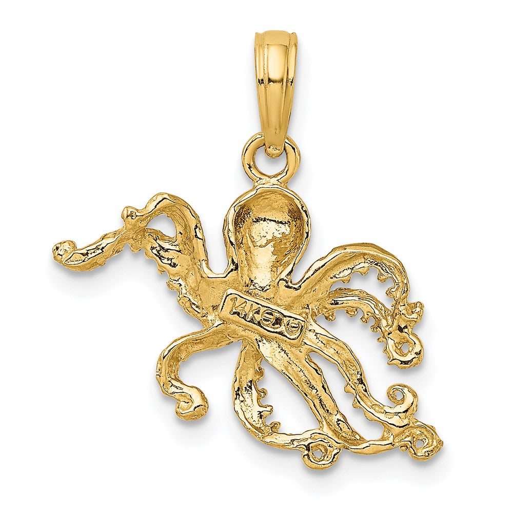 14k Yellow Gold 20.6 mm Textured Octopus Charm (1.57 grams)