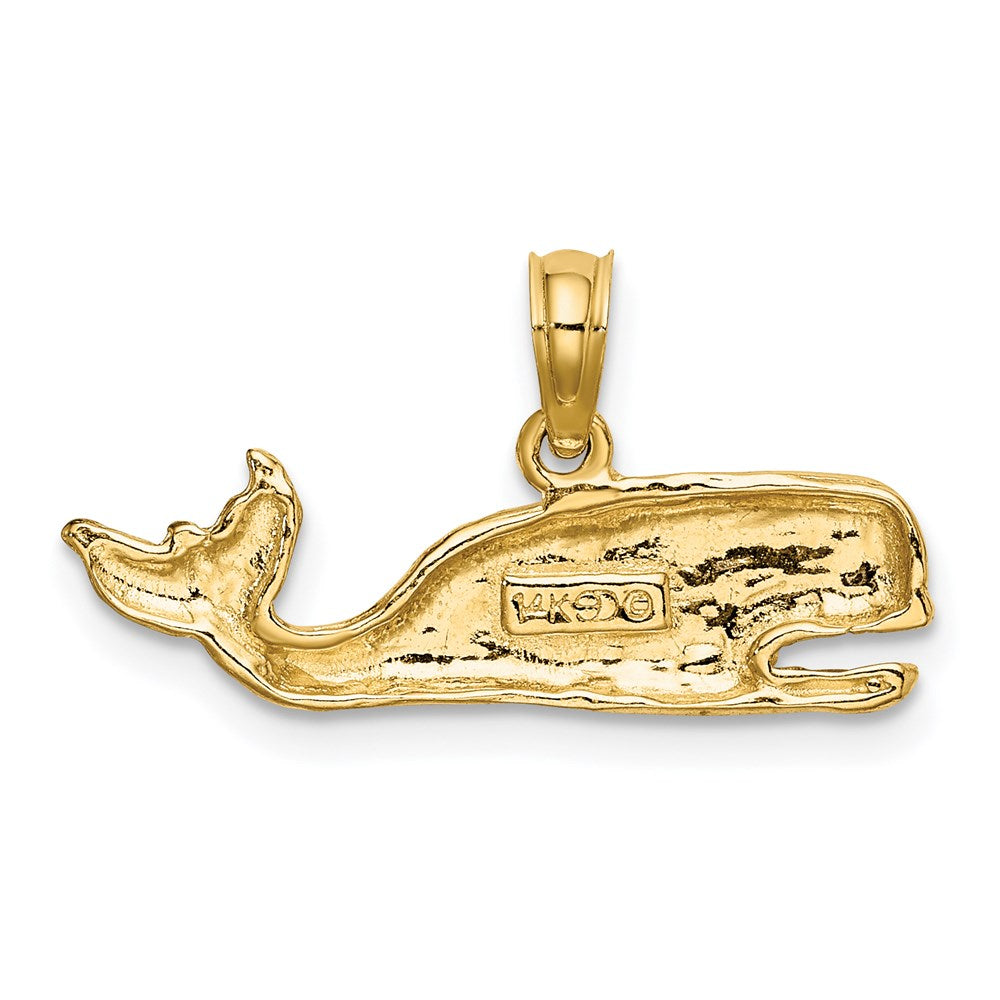 14k Yellow Gold 23.85 mm 2-D Textured Whale Charm (1.46 grams)