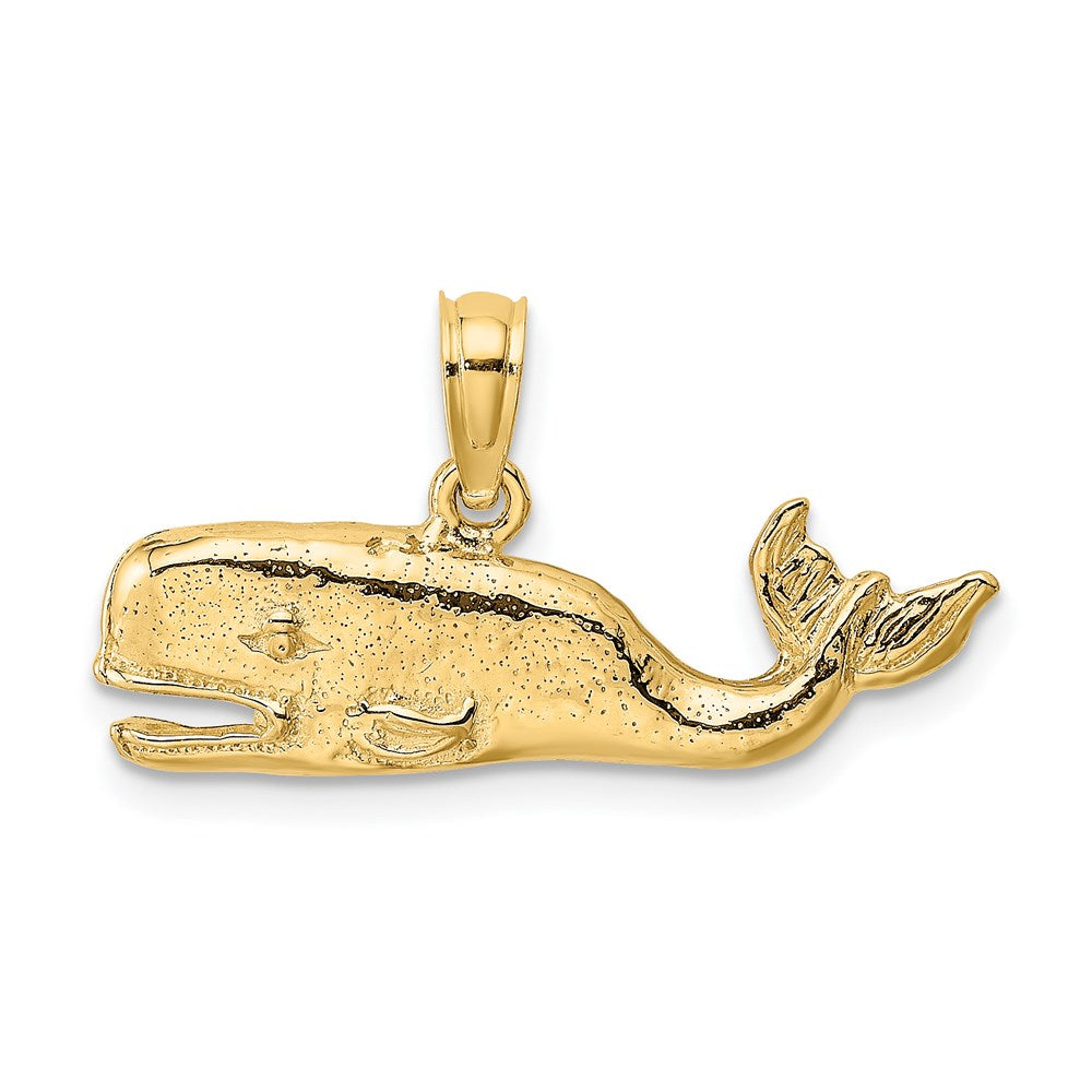 14k Yellow Gold 23.85 mm 2-D Textured Whale Charm (1.46 grams)