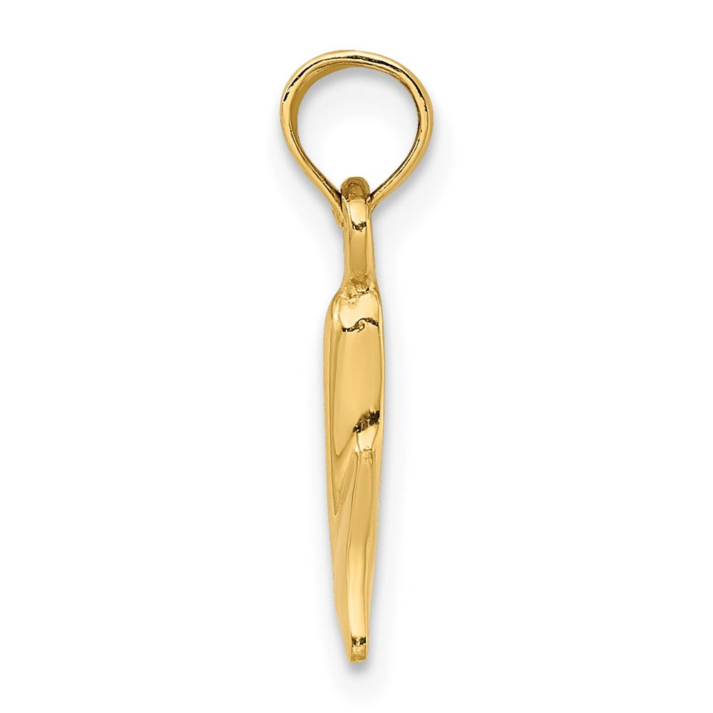 14k Yellow Gold 12.4 mm Polished Small Whale Tail Charm (0.79 grams)