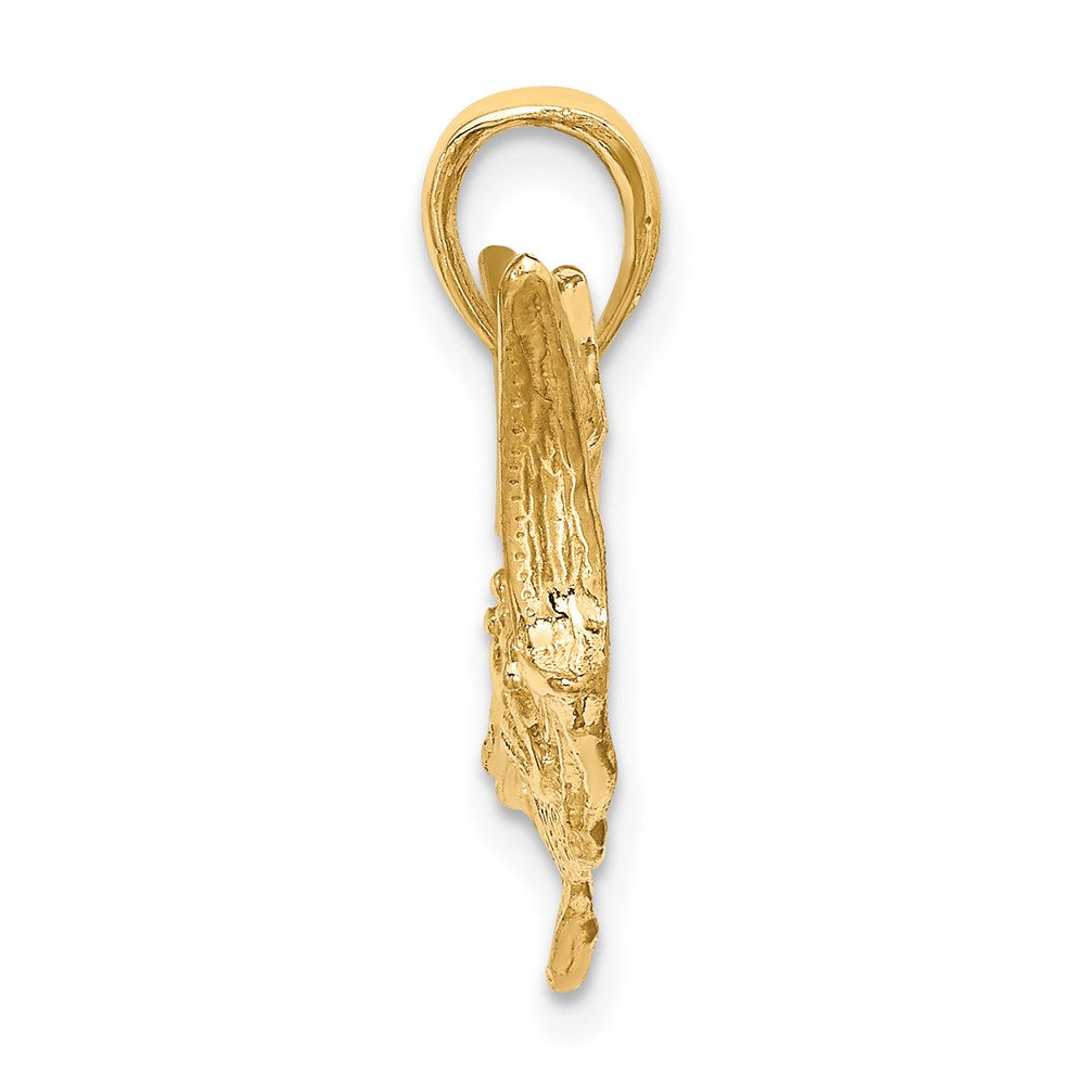 14k Yellow Gold 45.2 mm 2-D Textured Marlin Fish Charm (3.82 grams)