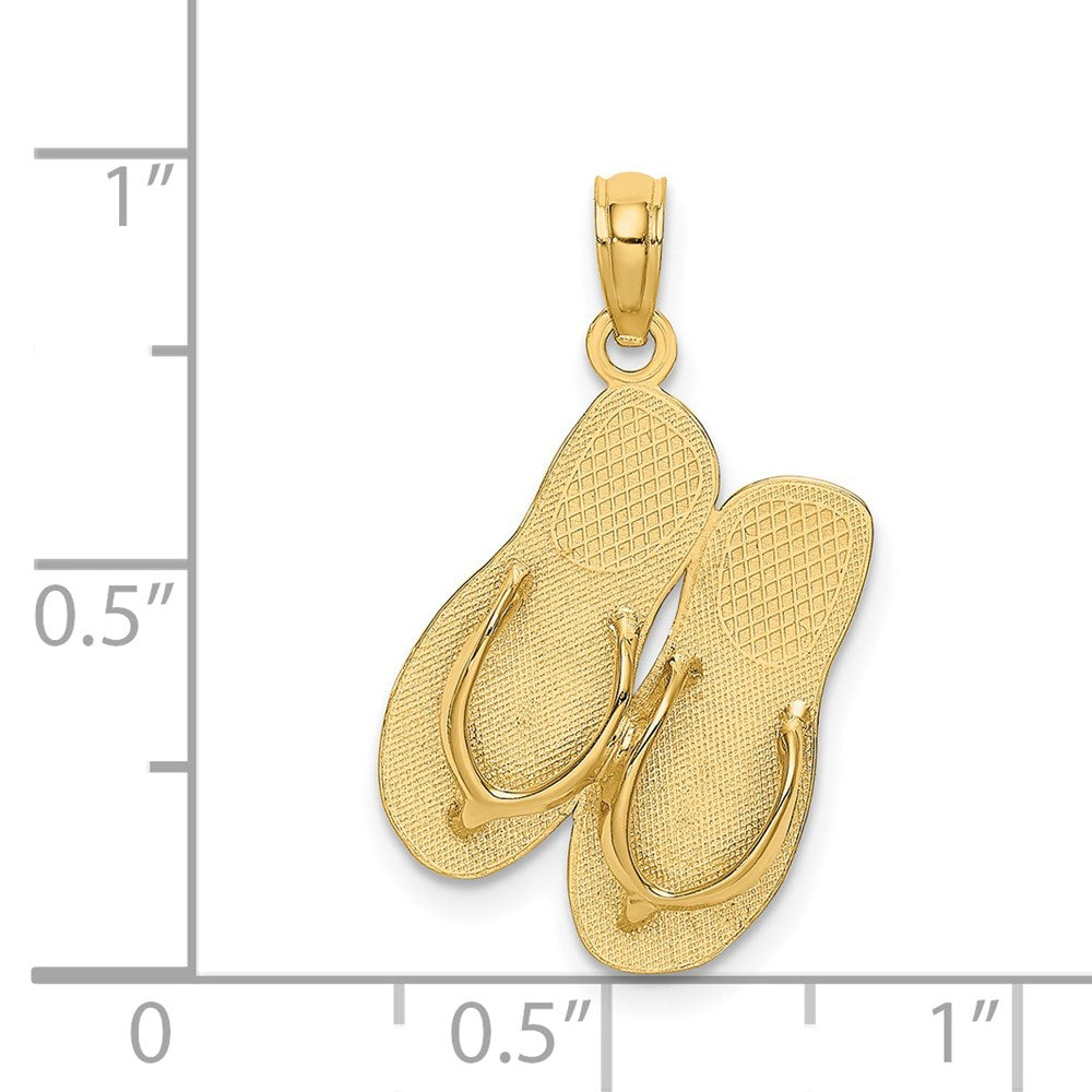 14k Yellow Gold 16.7 mm 3D Large SEA ISLE Double Flip-flop Charm (1.75 grams)