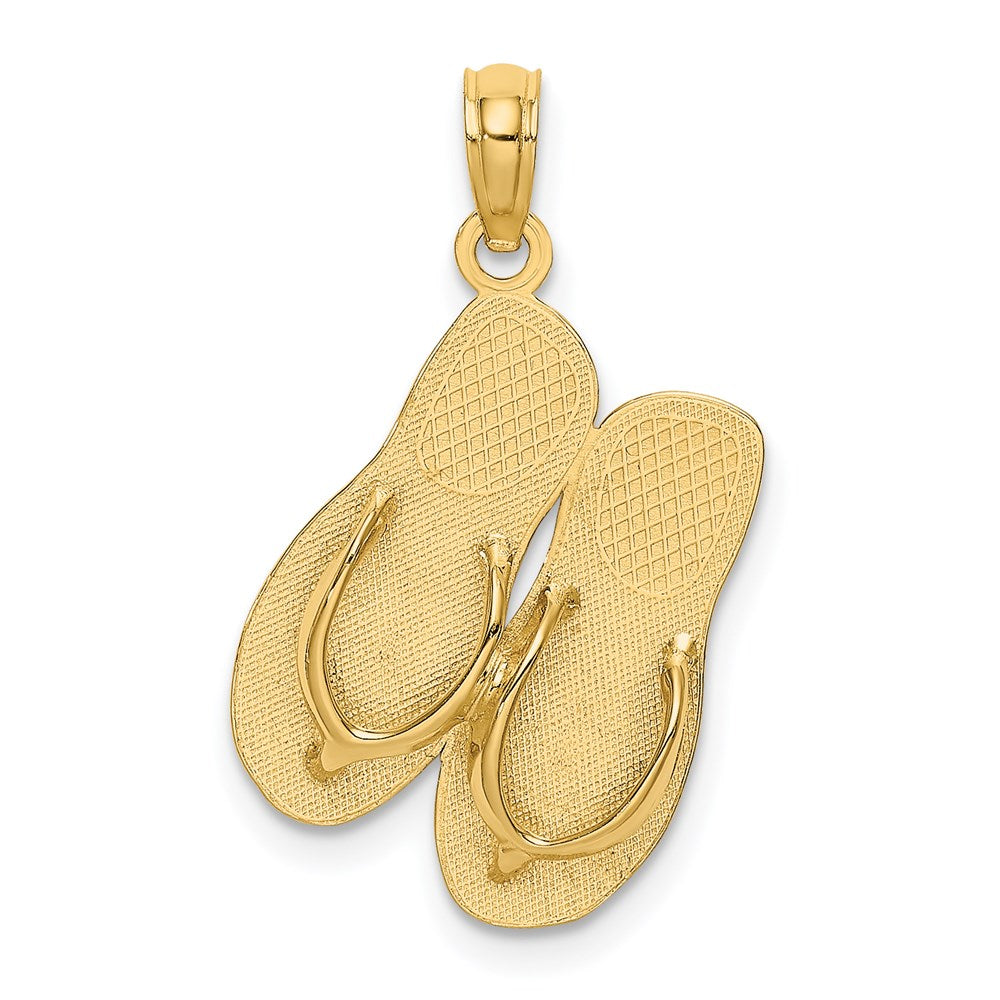 14k Yellow Gold 16.7 mm 3D Large SEA ISLE Double Flip-flop Charm (1.75 grams)