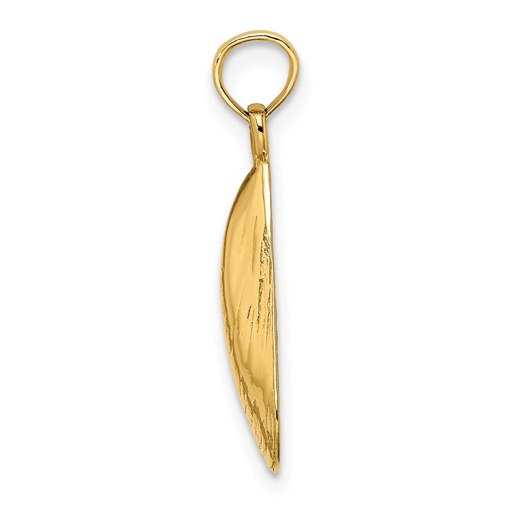 14k Yellow Gold 8.9 mm Polished Mussel Shell Charm (0.97 grams)