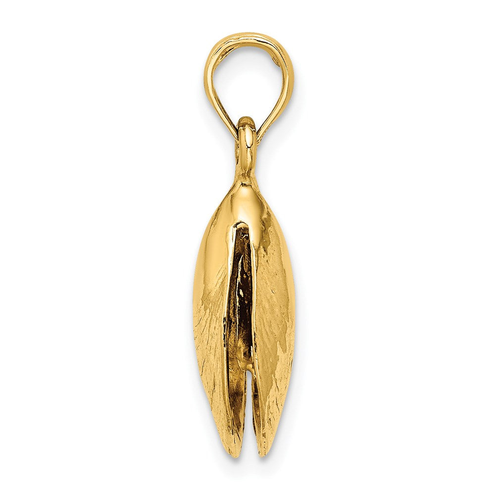 14k Yellow Gold 8.9 mm 3-D Polished Mussel Shell Charm (2.02 grams)