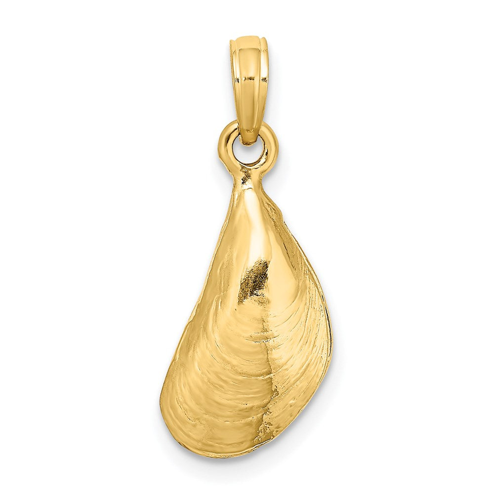 14k Yellow Gold 8.9 mm 3-D Polished Mussel Shell Charm (2.02 grams)