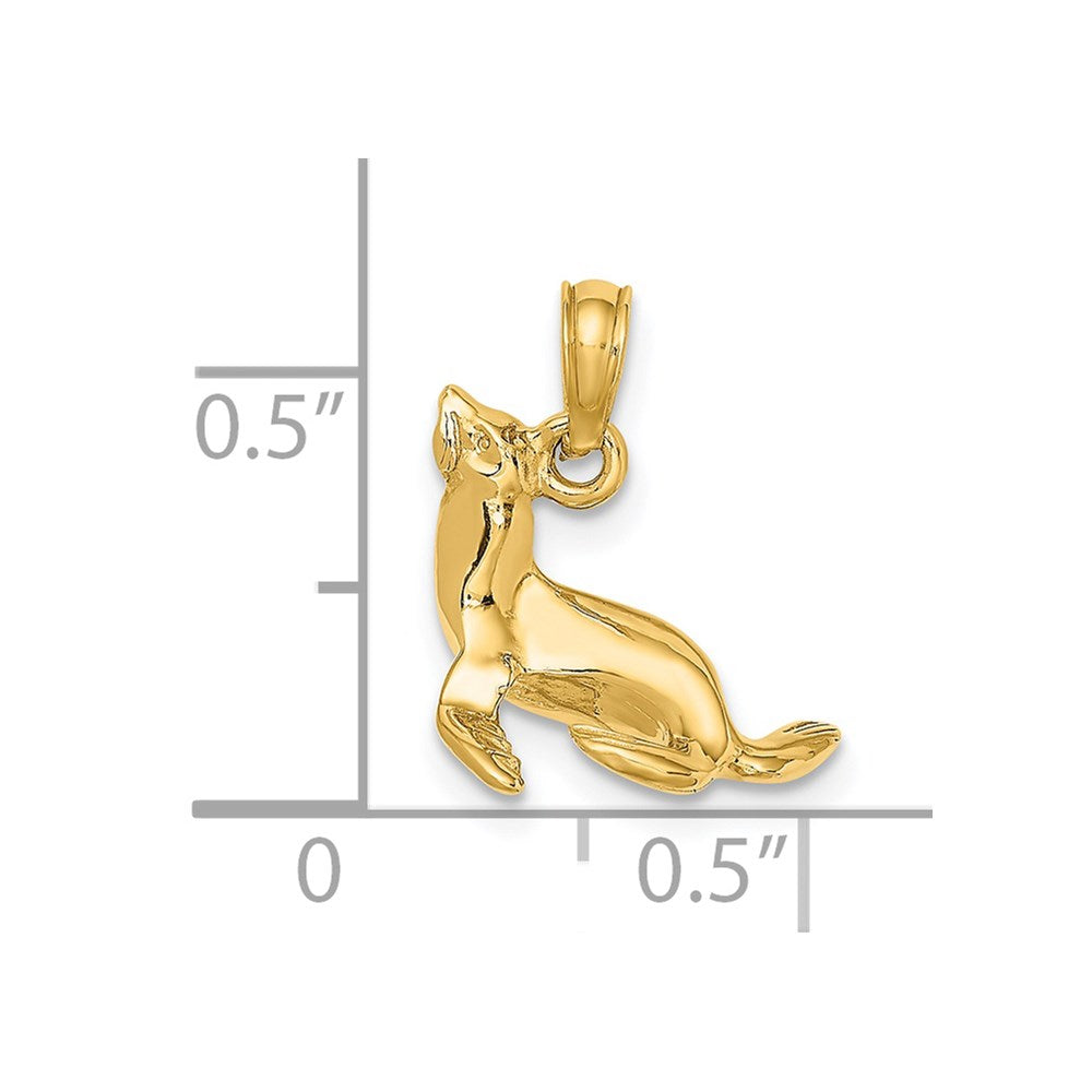 14k Yellow Gold 14.9 mm 3-D Polished Seal Charm (2.34 grams)
