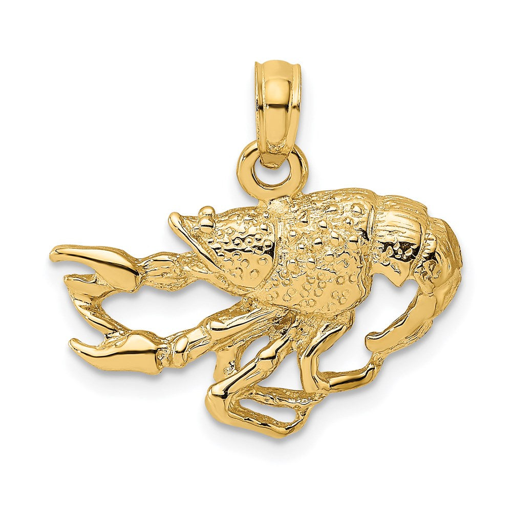 14k Yellow Gold 20.4 mm Textured Crawfish Charm (2.1 grams)