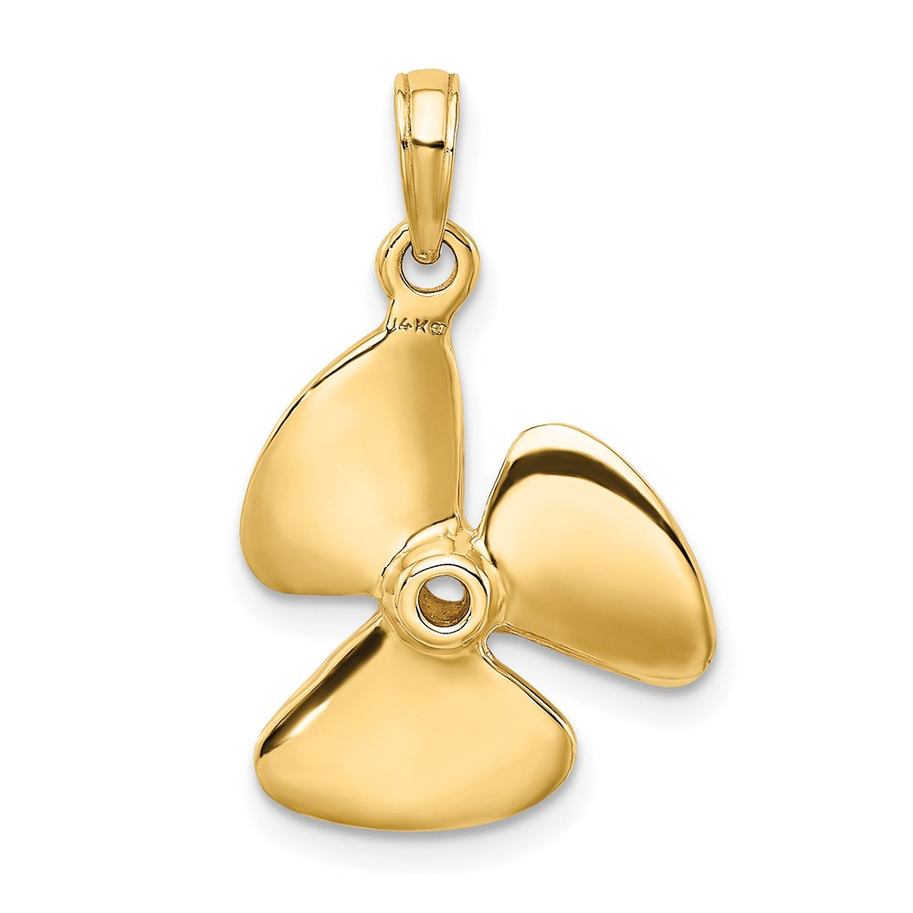 14k Yellow Gold 16.15 mm 3-D Polished Three Blade Propeller Charm (1.69 grams)