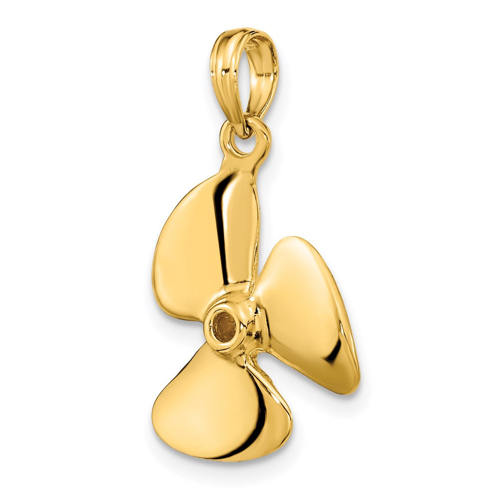 14k Yellow Gold 16.15 mm 3-D Polished Three Blade Propeller Charm (1.69 grams)