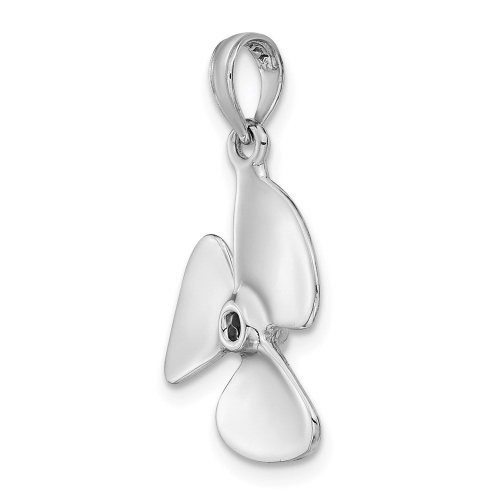 14k White Gold 16.15 mm 3-D Polished Three Blade Propeller Charm (2.12 grams)