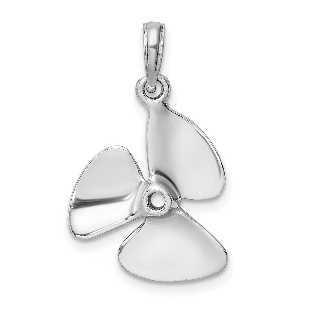 14k White Gold 16.15 mm 3-D Polished Three Blade Propeller Charm (2.12 grams)