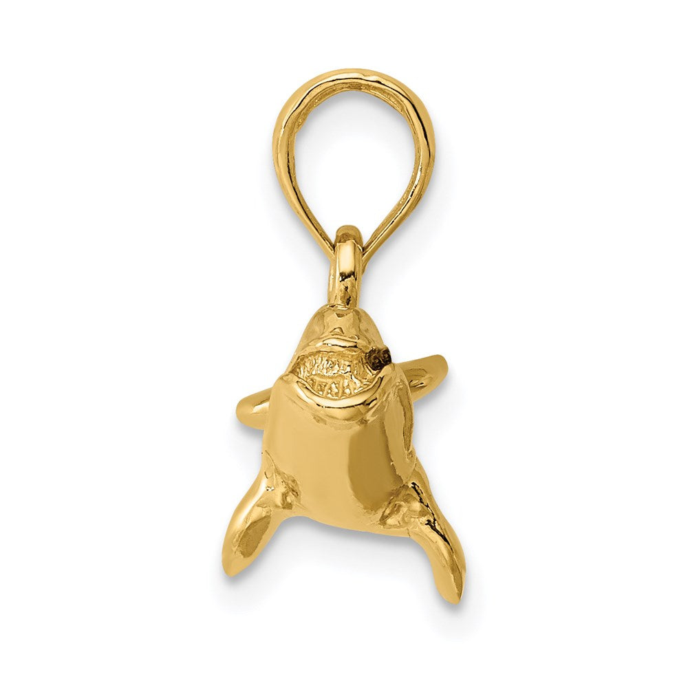 14k Yellow Gold 23.35 mm 3-D Polished Bowhead Whale Charm (3.47 grams)