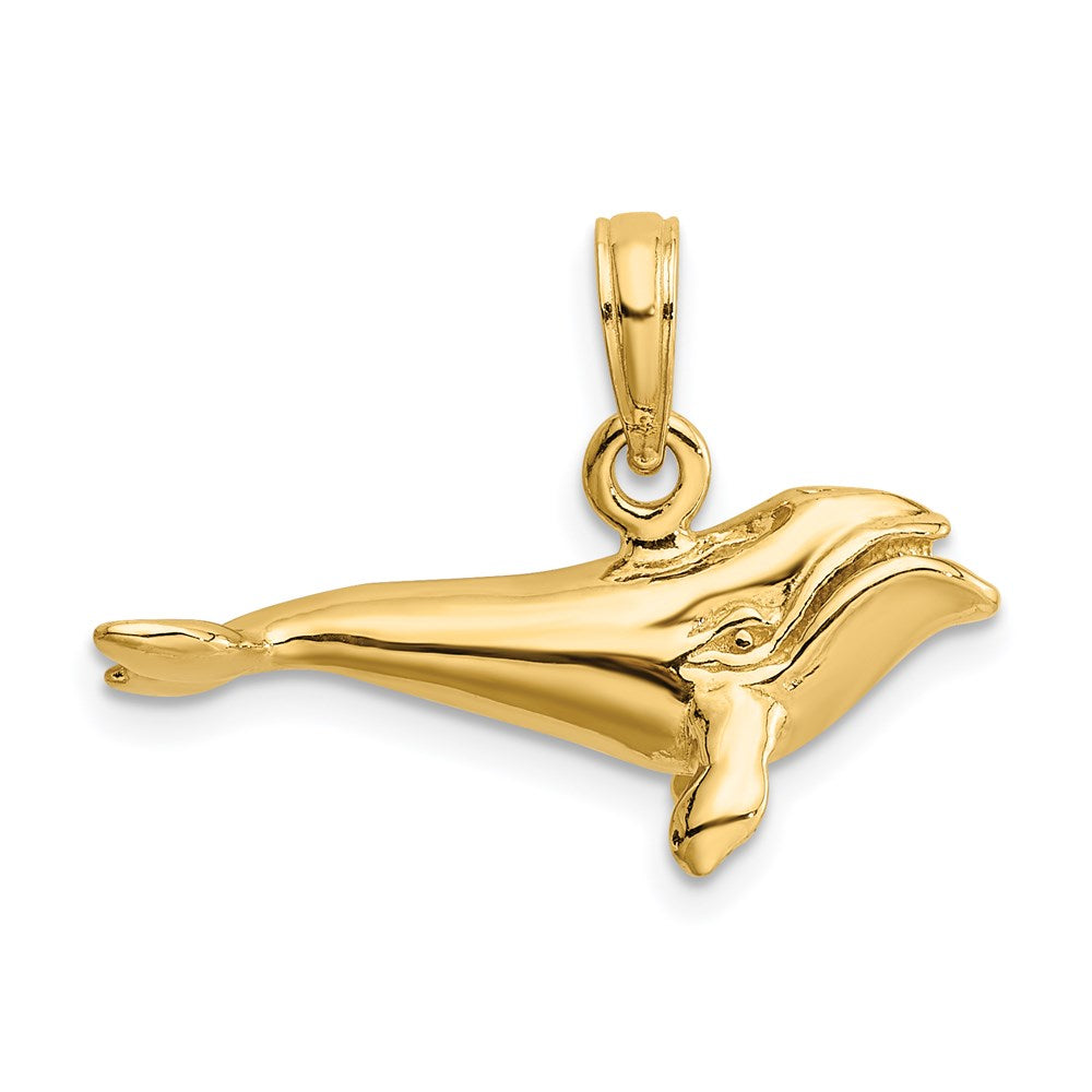 14k Yellow Gold 23.35 mm 3-D Polished Bowhead Whale Charm (3.47 grams)