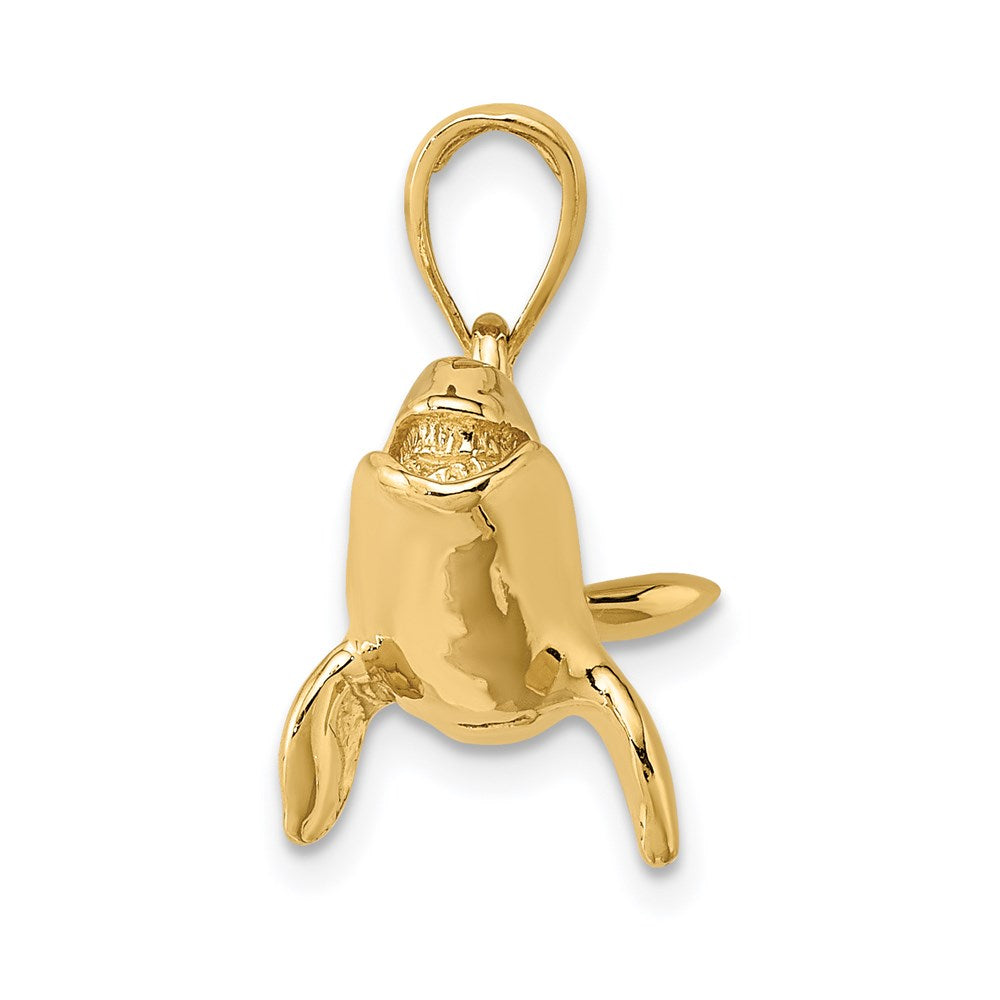 14k Yellow Gold 29.35 mm 3-D High Polished Bowhead Whale Charm (6.76 grams)