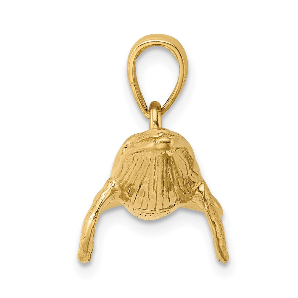 14k Yellow Gold 31.3 mm 3-D Textured Underside Humpback Whale Charm (6.86 grams)