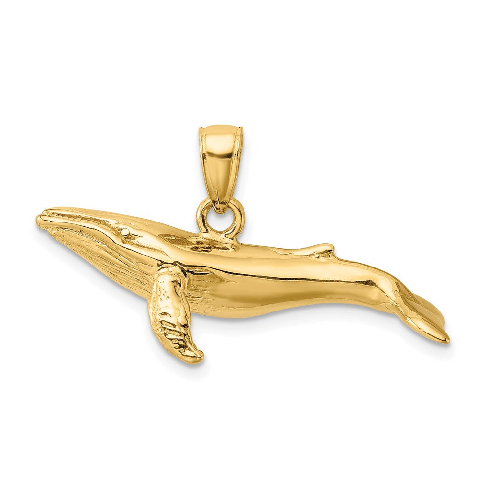 14k Yellow Gold 31.3 mm 3-D Textured Underside Humpback Whale Charm (6.86 grams)