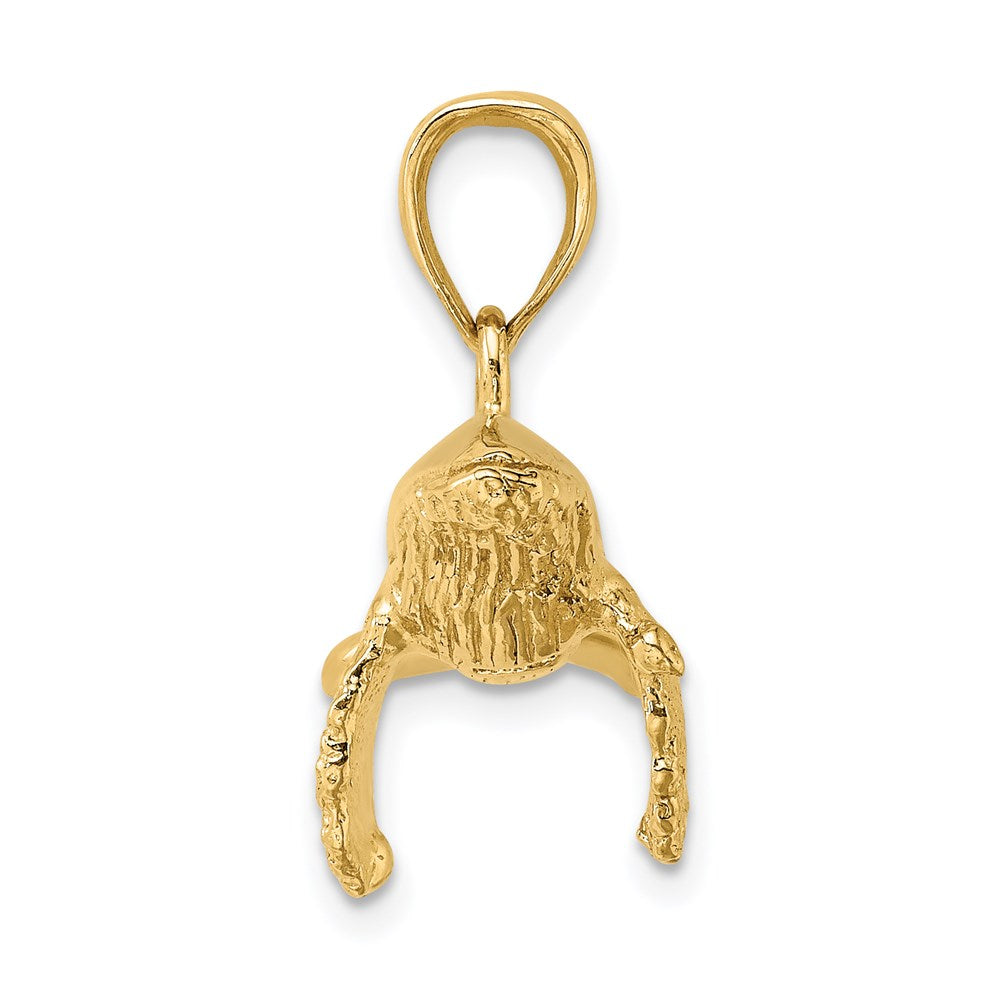 14k Yellow Gold 34.3 mm 3-D Textured Underside Humpback Whale Charm (8.25 grams)