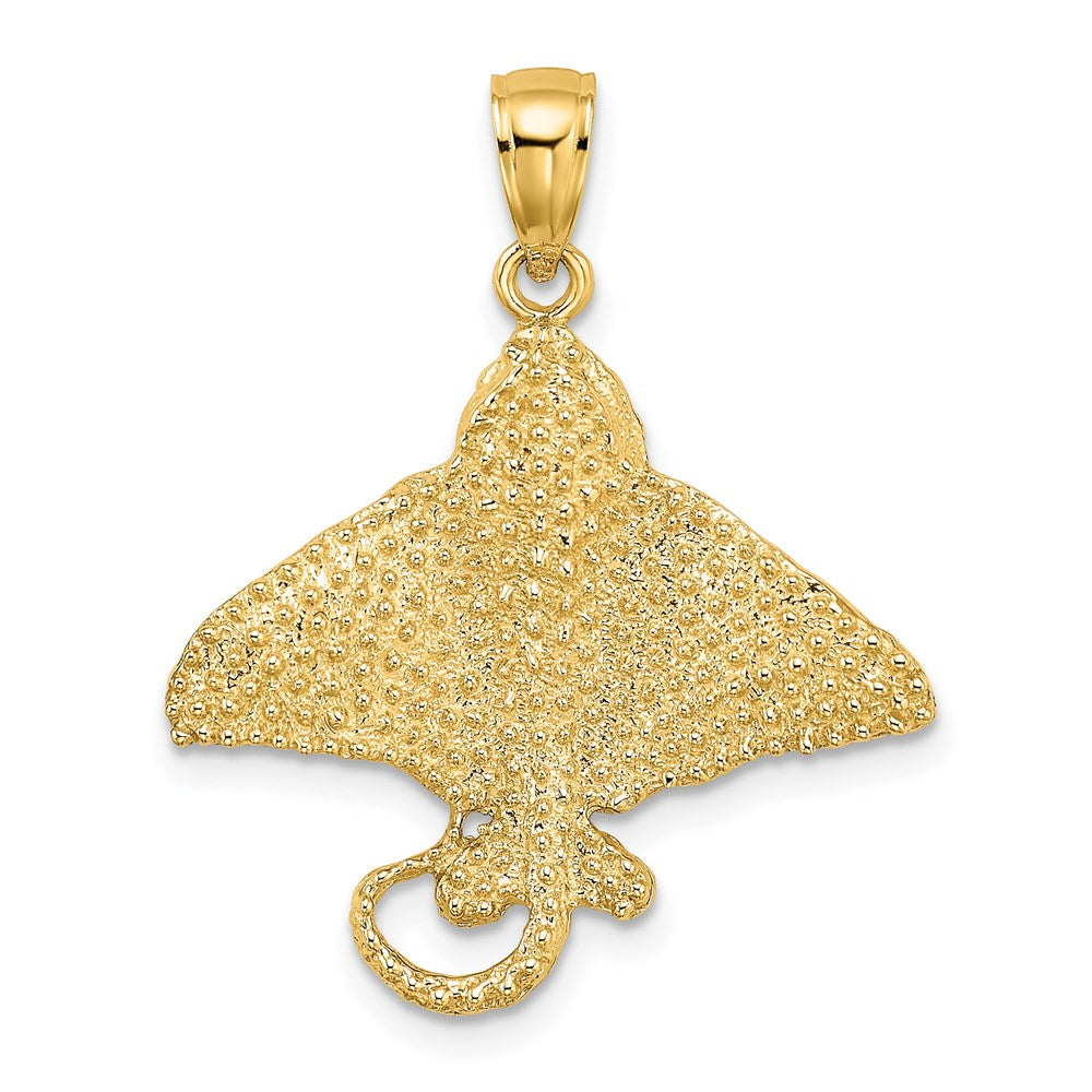 14k Yellow Gold 24.5 mm Textured Spotted Eagle Ray Charm (2.73 grams)