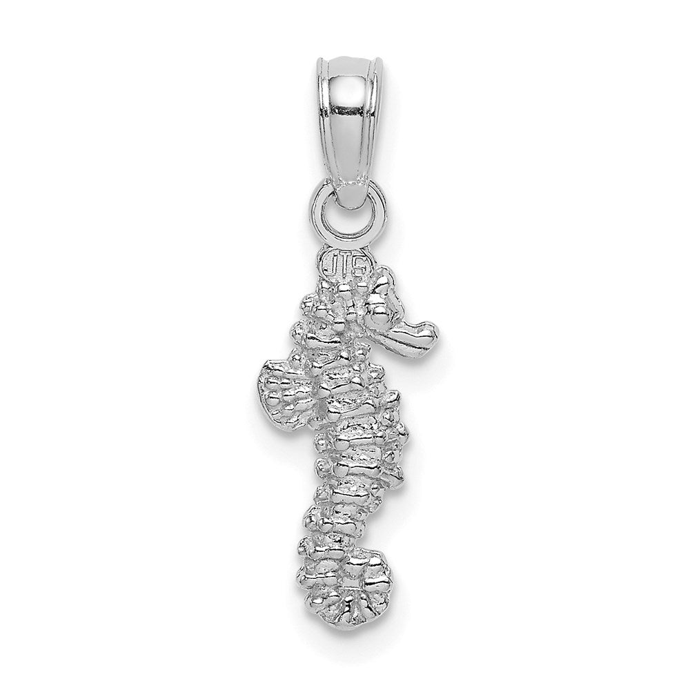 14k White Gold 6.3 mm 3-D Mini Seahorse Charm (0.63 grams)