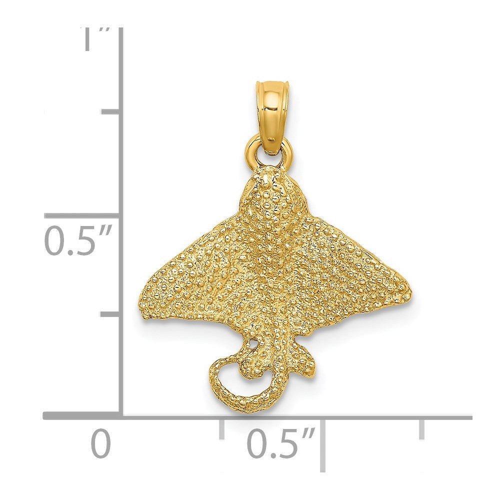 14k Yellow Gold 18 mm Textured Spotted Eagle Ray Charm (1.45 grams)