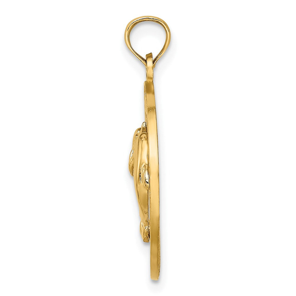 14k Yellow Gold 19.1 mm MARCO ISLAND Circle w/ Dolphins Charm (2.04 grams)