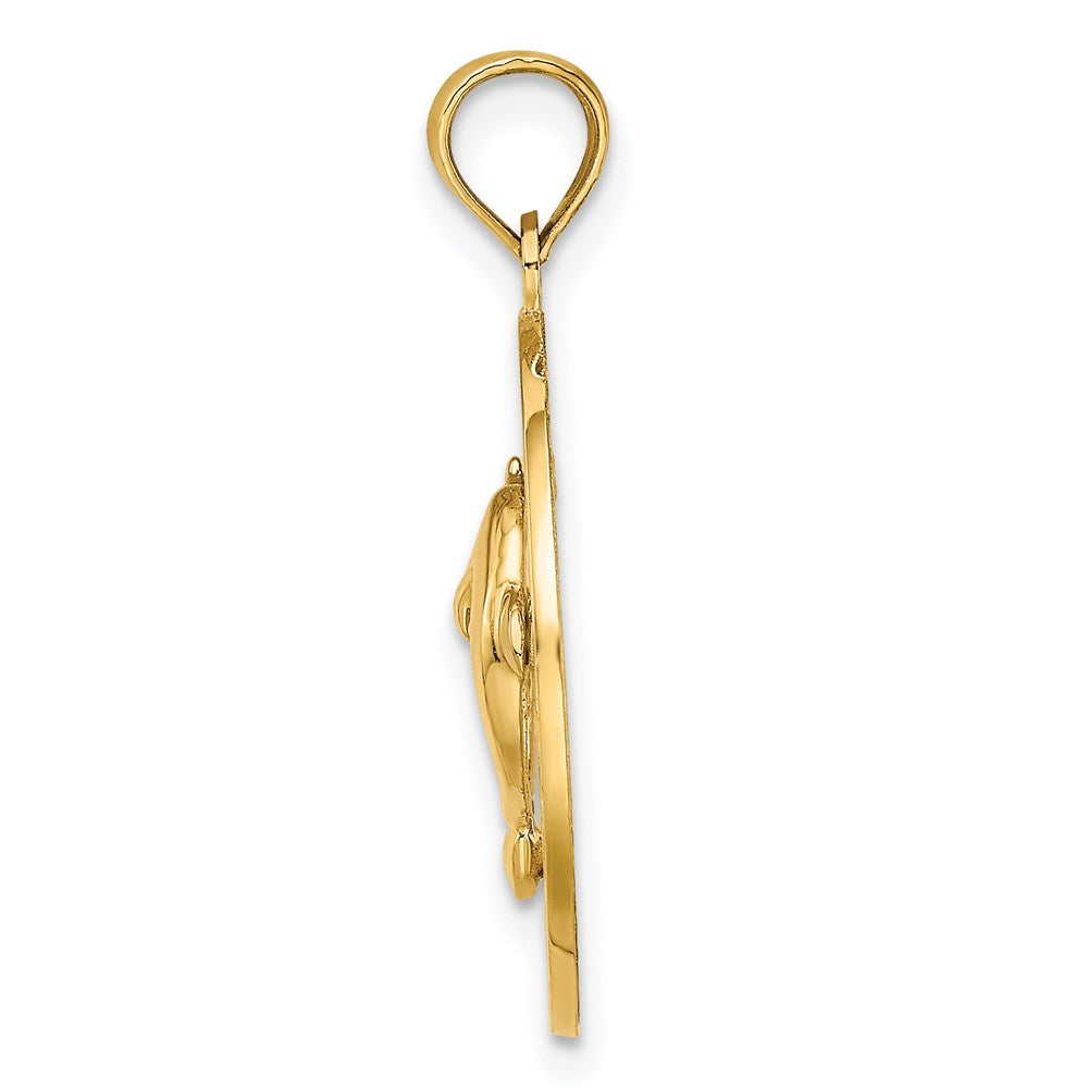 14k Yellow Gold 19.2 mm SAINT AUGUSTINE w/Dolphins Circle Charm (2.04 grams)