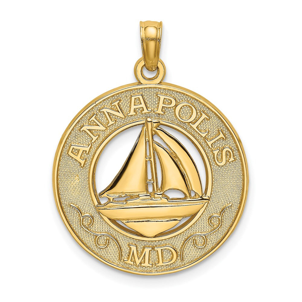 14k Yellow Gold 19.1 mm ANNAPOLIS MD Sailboat Charm (1.96 grams)