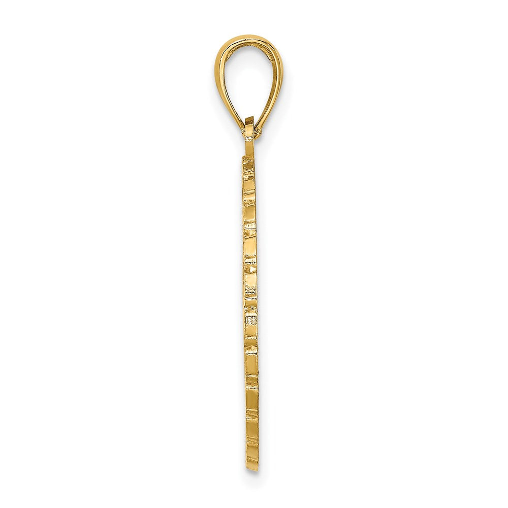 14k Yellow Gold 21.65 mm JAMAICA and Palm Tree Disk Charm (2.91 grams)