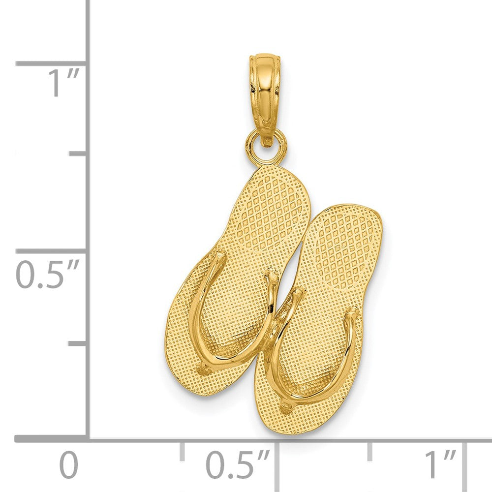14k Yellow Gold 13.85 mm TURKS AND CAICOS Double Flip-Flop Charm (1.85 grams)