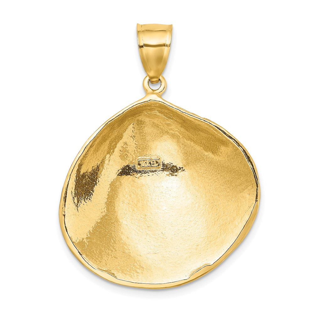 14k Yellow Gold 29.7 mm Textured Clam Shell Charm (10.77 grams)