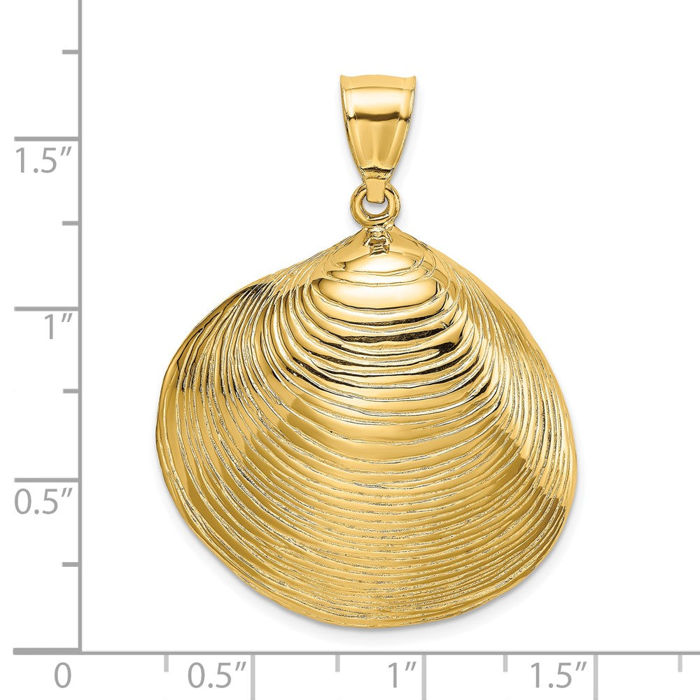 14k Yellow Gold 29.7 mm Textured Clam Shell Charm (10.77 grams)
