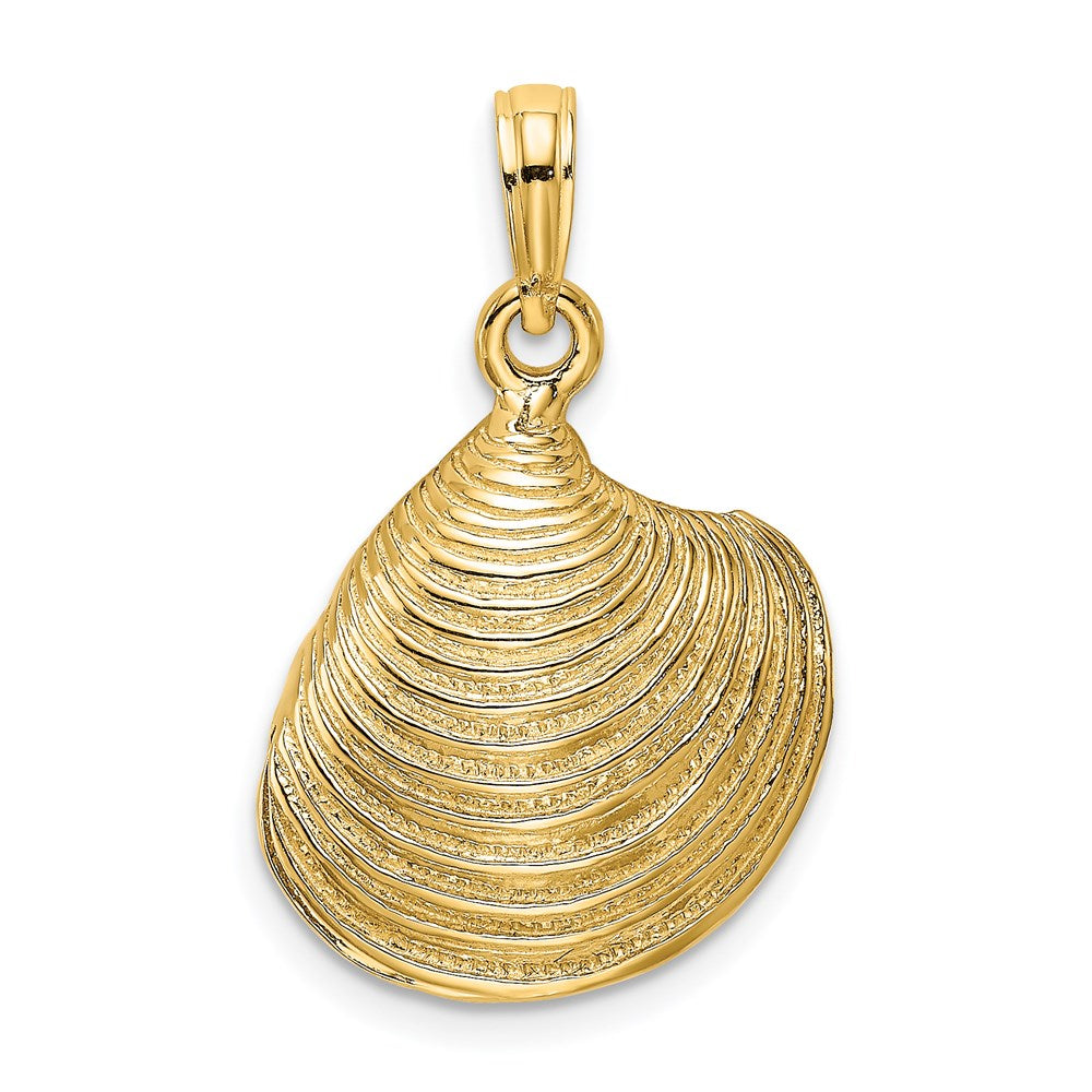 14k Yellow Gold 16.4 mm 3-D Textured Clam Shell Charm (5.02 grams)