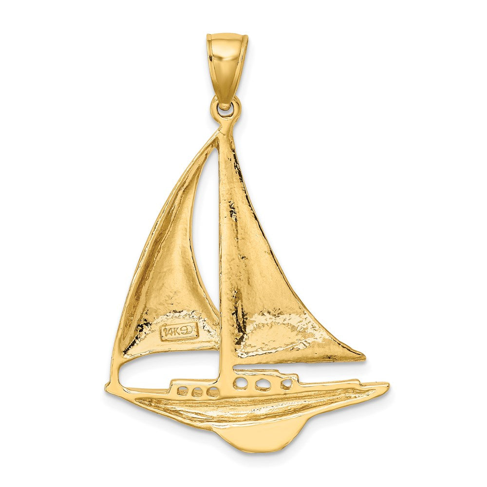 14k Yellow Gold 27.9 mm Polished Sailboat Charm (3.97 grams)