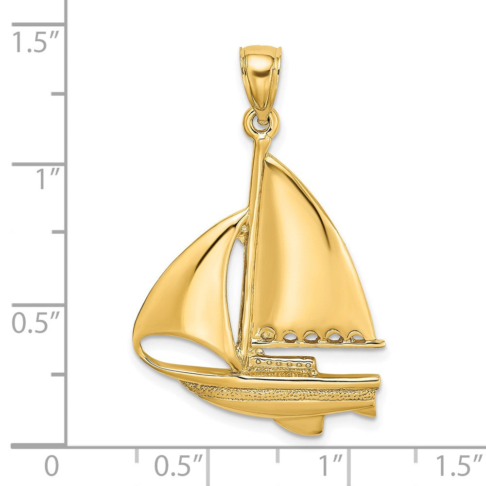 14k Yellow Gold 22.2 mm Polished Sailboat Charm (3.97 grams)